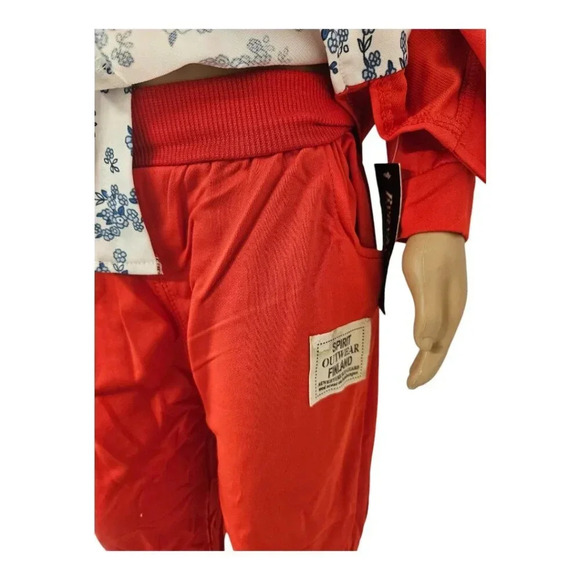 2pcs Red Orange and White with Blue Flower Faux Suit - Picture 7 of 11